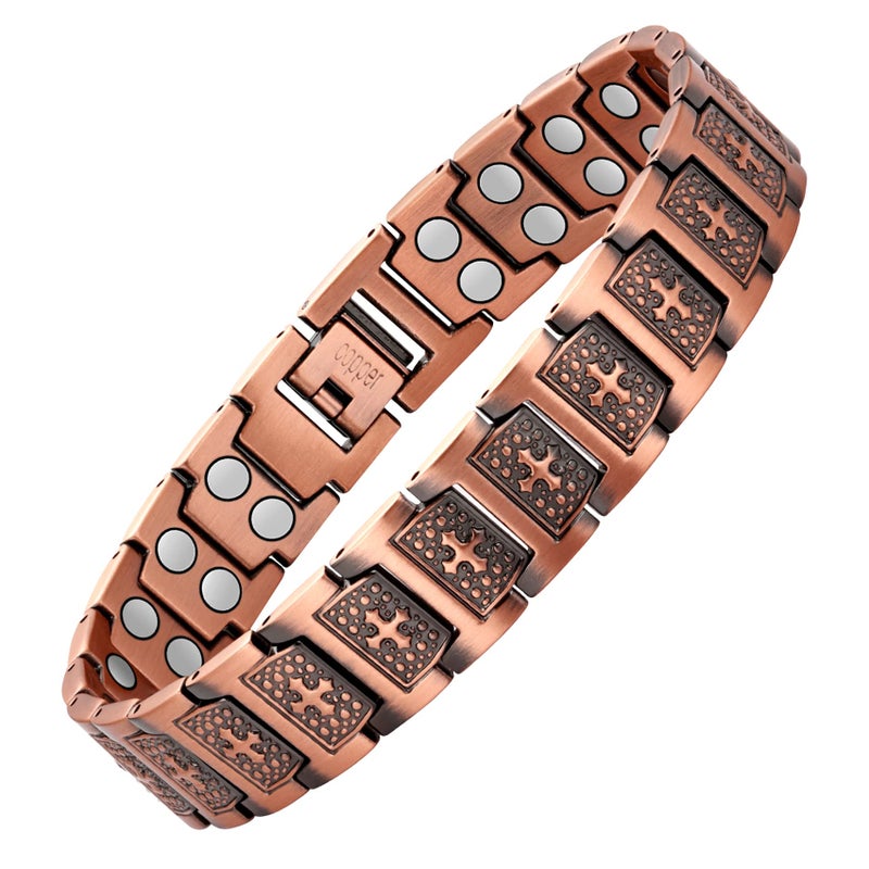 Jecanori Pure Copper Bracelet for Men, Magnetic Cross Bracelets for Men with 3500 Gauss Magnets, Mens Pure Copper Bracelet - Image 1